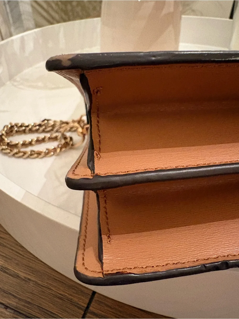 Tory Burch Parker Large Convertible Leather Shoulder Crossbody Bag Camel Gold